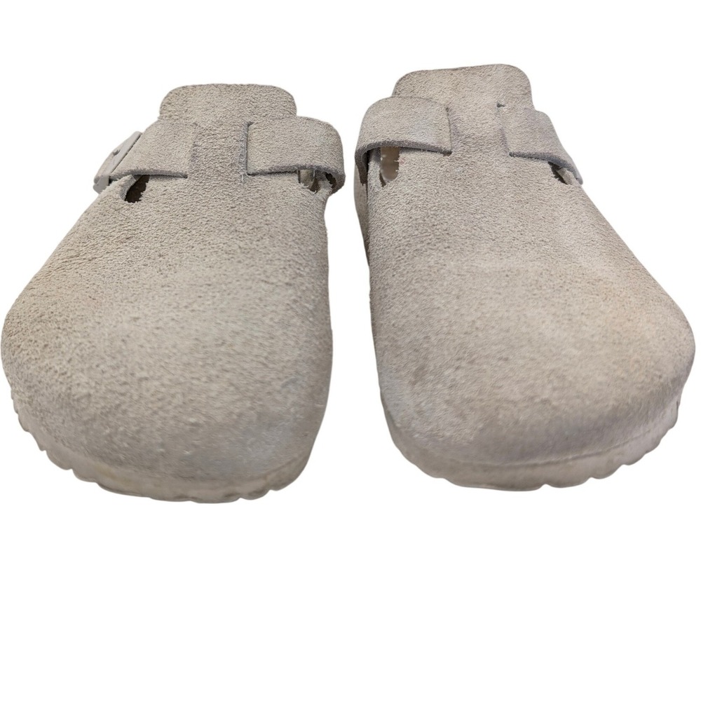 Birkenstock Boston Soft Footbed Suede Clogs Bone Off White 39 L8 M6